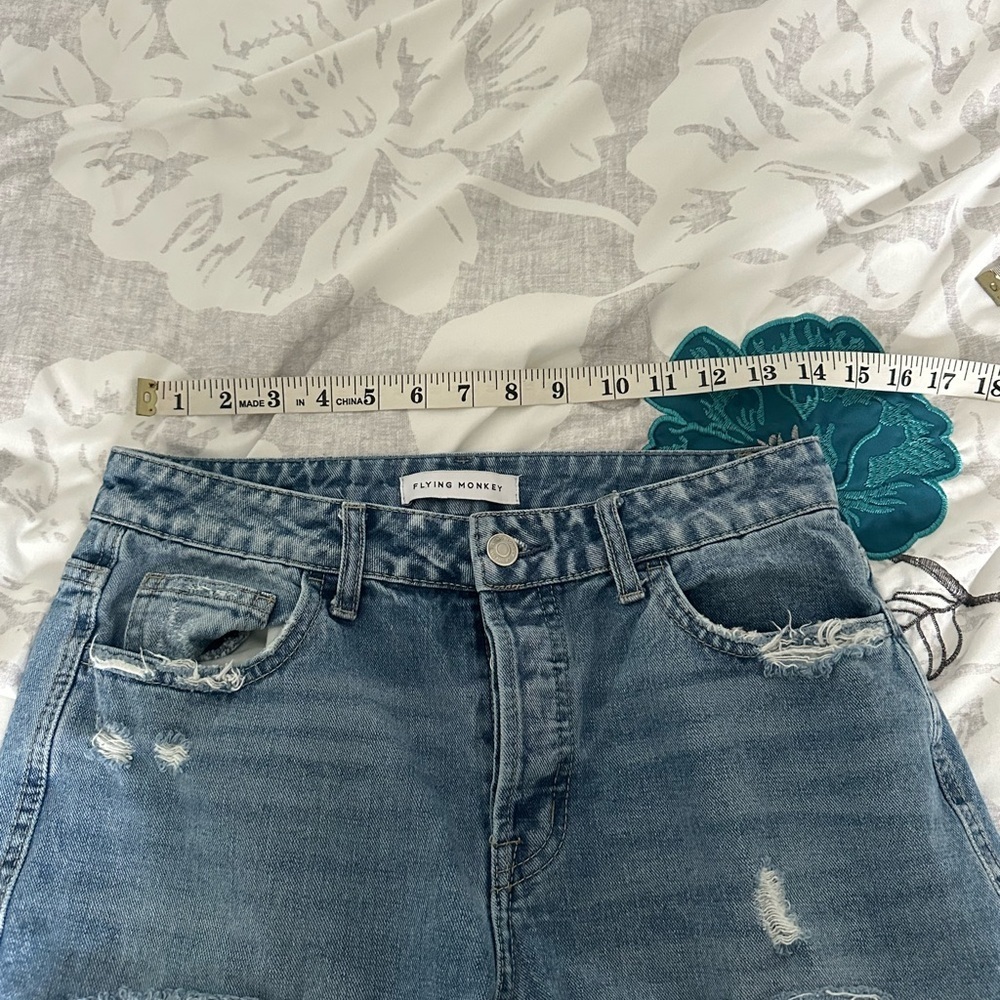 Flying Monkey Distressed High Rise Ripped Light Blue Jeans - Picture 6 of 10